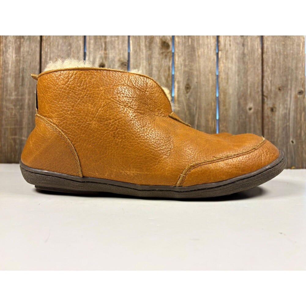Cabela’s Brown Leather Faux Fur Lined Slip-On Bootie Slipper Mens Shoe Size 11